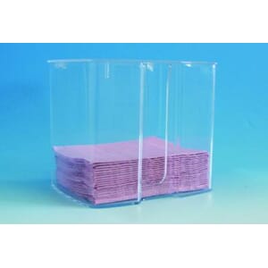 Dispenser for plastbelagte pasientservietter transparent