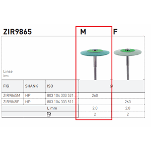 Polerer Zirconia ZIR9865M HP 260